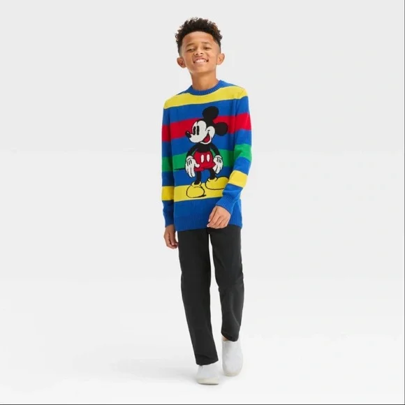 Target X Disney Mickey Mouse 100 years rainbow striped sweater kids large Kids